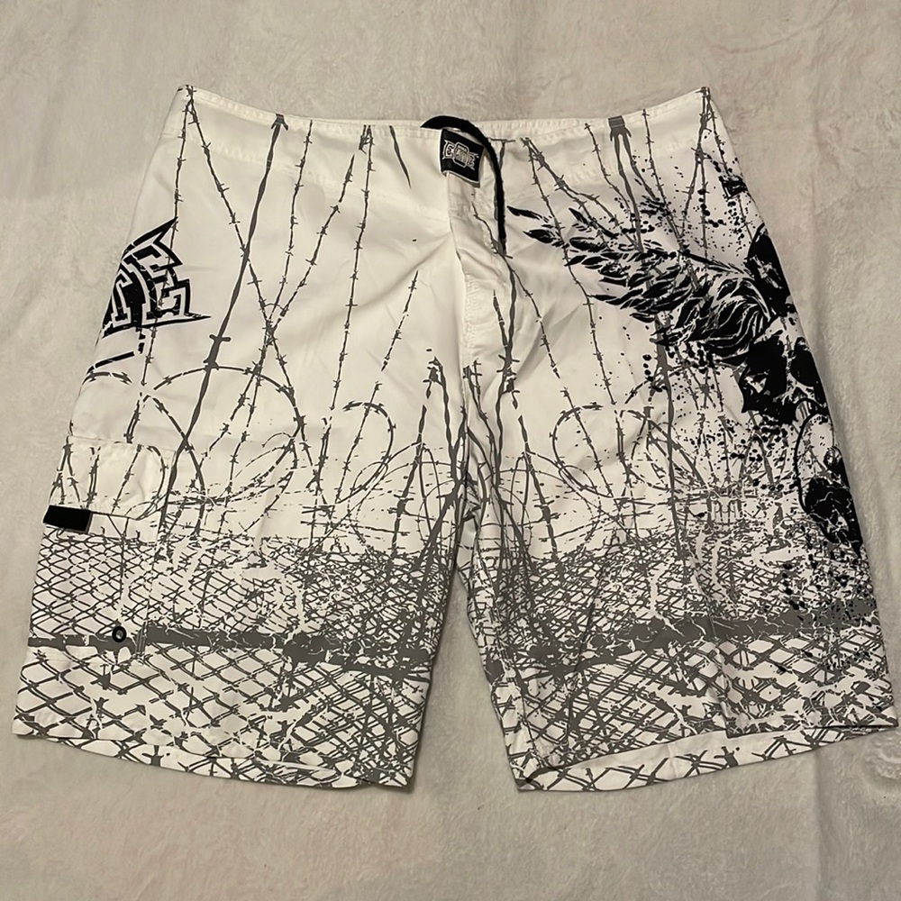 Barbed wire design MMA ELITE Y2K style swim shorts